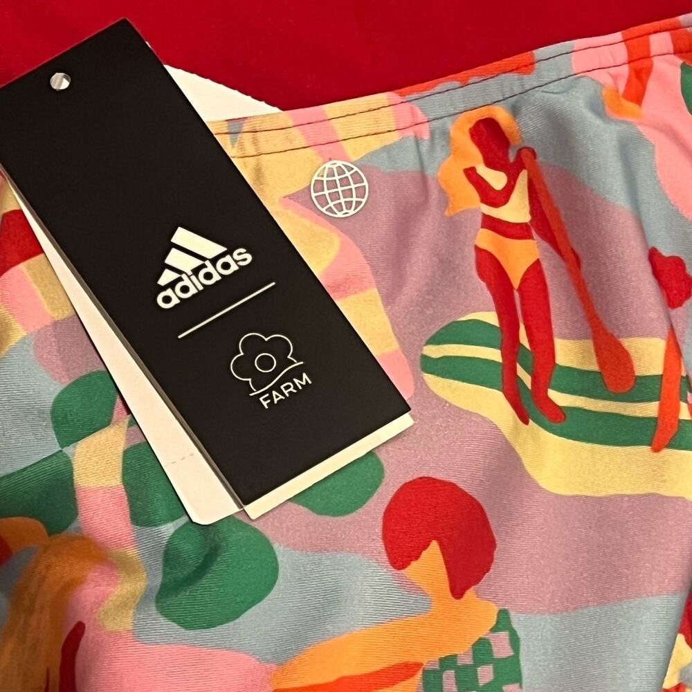 Adidas x FARM Rio Women Swimsuit One Piece Graphic Print Multi Color HY5564 12 - Picture 7 of 8